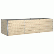 Helloshop26 - Jardinière moderne rectangulaire 195 x 100 x 45 cm style industriel extérieur en acier galvanisé ivoire 02_0059168 - acier 3000240984730