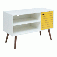 Helloshop26 - Meuble TV support télévision salon étagère 100 x 40 x 66 cm blanc 03_0010103 - blanc 3000225036027