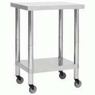 Helloshop26 - Table de travail de cuisine avec roues 60 x 30 x 85 cm acier inoxydable 02_0001913 - 3000090001533 Helloshop26 - Table de travail de cuisine avec roues 60 x 30 x 85 cm acier inoxydable 02_0001913 - 3000090001533