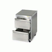 Meuble inox 2 tiroirs 500 x 600 mm sur roulettes / GOLDINOX - gris inox 3701770820764