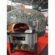 Morello - four rotatif à bois avec sôle électrique 5 pizzas finition coupole mosaïque Morello - four rotatif à bois avec sôle électrique 5 pizzas finition coupole mosaïque