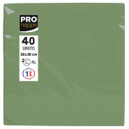 Pronappe - Réf.SV623857I - Carton de 1200 Serviettes ouate 2 plis - papier micro gaufré - 38 X 38 cm - 30 paquets de 40 serviettes Vert olive - vert