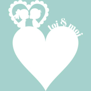 Sticker tableau blanc Coeur toi & moi