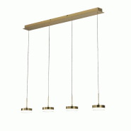 Suspension Fabas Luce Dunk 4 lumières - LED 32W dimmable - Laiton satiné Design linéaire - jaune 8019282539339