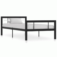 VidaXL Cadre de lit sans matelas noir et blanc métal 90x200 cm Modèle Terlénis - 284550