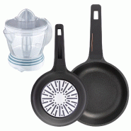 BERGNER - Jeu de poêles Ø20/24cm en Aluminium moulé Compatible Induction avec Presse-agrumes 40W - Capacité 1,2L - PK9560