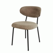 Bistromania Chaise de repas BERGEN en tissu beige foncé chiné et métal noir – 50 x 46 x 77 cm - EX012