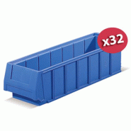 Carton de 32 bacs tiroirs plastique multibox bleu l.120 x p.400 mm_0