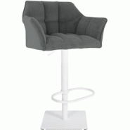 CLP Tabouret de bar Damaso Cord Gris/Blanc - gris textile 326326 CLP Tabouret de bar Damaso Cord Gris/Blanc - gris textile 326326