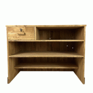 Comptoir L119xP59xH90cm Westside - 3 tablettes et tiroir sécurisé - pin massif teinté miel