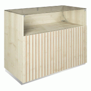 Comptoir vitrine côté bois Vertigo T03 MDF naturel et érable 120x60x93cm