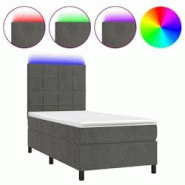 Décoshop26 - Lit LED avec cadre, sommier, tête de lit réglable et matelas 80x200 cm en tissu velours gris foncé TDL0208270 Décoshop26 - Lit LED avec cadre, sommier, tête de lit réglable et matelas 80x200 cm en tissu velours gris foncé TDL0208270