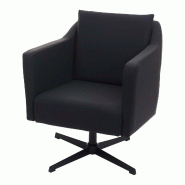 Décoshop26 - Chaise fauteuil cocktail lounge avec base pivotante métal et revêtement en synthétique noir 04_0003166 - noir métal 3000351032696