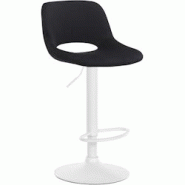 Décoshop26 - Tabouret de bar chaise haute x1 avec repose-pieds en velours noir piètement métallique blanc 10_0004610 - blanc 3000252196978 Décoshop26 - Tabouret de bar chaise haute x1 avec repose-pieds en velours noir piètement métallique blanc 10_0004610 - blanc 3000252196978