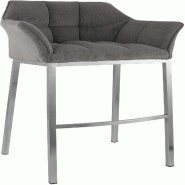 Décoshop26 - Tabouret de bar x1 assise enveloppante capitonnée en velours côtelé taupe avec structure à 4 pieds en acier inoxydable 10_0006287 -