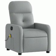 Fauteuil de massage inclinable électrique gris clair tissu Modèle Zelmoria - 8721012220157