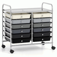 Helloshop26 - Chariot de rangement à roulettes 64 x 38 x 62 cm 12 tiroirs amovibles compact et pratique en métal gris - gris métal 3000226692994
