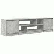 Helloshop26 - Meuble TV moderne avec grand rangement salon 188,5 x 41 x 50 cm en bois d'ingénierie gris béton 02_0055828 - gris Bois massif 30002392