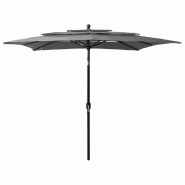 Helloshop26 - Parasol à 3 niveaux avec mât en aluminium 2,5 x 2,5 m anthracite 02_0008739 - 3000465747769