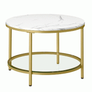 Helloshop26 - Table basse table de salon table canapé apéro façon marbre support en verre trempé facile à assembler pour salon style 12_0007495 -