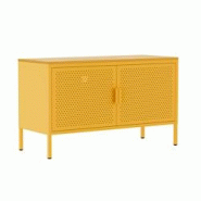 Oviala Business Buffet moderne 2 portes L100 cm en métal jaune - jaune acier 113982