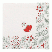 Papstar Serviettes 300, 3 plis pliage 1/4 40 cm x 40 cm "Berries" - vert papier 89529