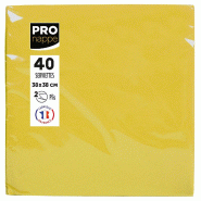 Pronappe - Réf.SV623824I - Carton de 1200 Serviettes ouate 2 plis - papier micro gaufré - 38 X 38 cm - 30 paquets de 40 serviettes Jaune - jaune tex
