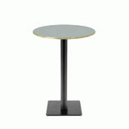 RestooTab - Mange-debout Milan T Ø50cm gris medio chants couleur laiton - gris fonte TB-MITFF-R50M-GR.MED-LAI
