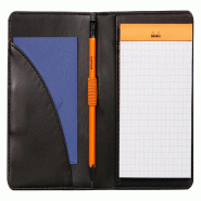 RHODIA 212001C - Livret Porte-Bloc et Porte-Documents N°12 Noir - pour Bloc-Notes ou Carnets de Format B7 (8,5 x 12 cm) - Simili Cuir Italien Premium