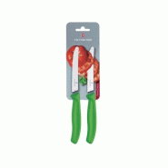 Set de couteaux à tomates et de table dentés 11cm verts (lot de 2) | Victorinox - CU554 - 7611160032492