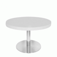 T18-50h48r-blanc table basse plateau mélaminé blanc pied inox brossé