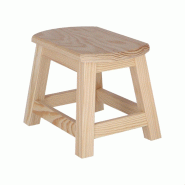 WellHome - Grand tabouret OVAL en bois finition non vernie 30x22x24 cm - beige WH13380
