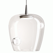 Zafferano Lampe à suspension Bilia 27cm LED 8W 2700K en verre borosilicate soufflé et aluminium avec décoration sphérique - Couleur Transparente -