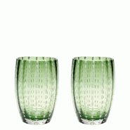 Zafferano Perle Verre Vert Anglais - Verre Soufflé 32Cl, Fait Main, Set De 2 Verres Artisanaux Pour Eau Ou Cocktails, Raffiné - vert 8051827979187
