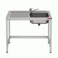 Gasfrit- Évier sous plan avec 1 cuve et 1 égouttoir et robinet industriel inox deux eaux 800 x 500 x 850 mm - inox gf3201gf2