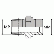 Adaptateur droit mâle NPT x mâle DIN - Bague BS - Cône 60° - NPT-MMD0210