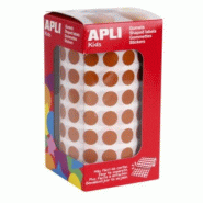 Apli 5192 gommettes rondes, diam. 10,5 mm, en rouleau, coloris marron - 8410782114819