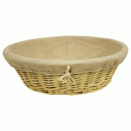 Banneton rond "Boulangère" osier naturel toile de jute Ø37x10cm - par 60