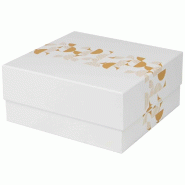 Boite Carrée Carton Blanc Eclat d'Or 26x24,5x11,7cm