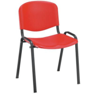 Chaise collectivités First - Polypropylène - Rouge - Pieds métal Noir - lot de 4 Chaise collectivités First - Polypropylène - Rouge - Pieds métal Noir - lot de 4