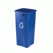 Conteneur rubbermaid tri selectif carré bleu logo recyclage 87 l