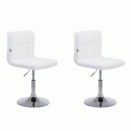 Décoshop26 - Lot de 2 chaises de salle à manger style moderne et design en synthétique blanc hauteur réglable pivotant pieds en 10_0000227 - blanc Décoshop26 - Lot de 2 chaises de salle à manger style moderne et design en synthétique blanc hauteur réglable pivotant pieds en 10_0000227 - blanc
