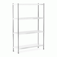 Étagère en acier inoxydable inox à poser de cuisine professionnelle 4 niveaux (dimensions : 120 x 40 x 180 cm, nombre de tablettes : 4, capacité d