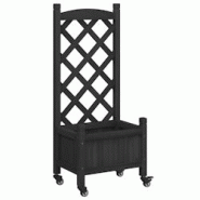 Helloshop26 - Jardinière bac lit surélevé plantes fleurs terrasse jardin avec treillis et roues bois massif de sapin noir 02_0038365 - 3000214167466 Helloshop26 - Jardinière bac lit surélevé plantes fleurs terrasse jardin avec treillis et roues bois massif de sapin noir 02_0038365 - 3000214167466