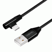 LogiLink Câble USB 2.0, USB-A - USB-C mâle, 0,3 m, noir - noir 4052792052640