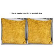 Paire de coussins déco pour canapé ATTITUDE coloris ocre Paire de coussins déco pour canapé ATTITUDE coloris ocre