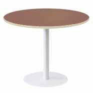 RestooTab - Table Rome XL blanc Ø110cm rosso jaipur fenix chants couleur bois - rouge Bois manufacturé TB-ROMXL1-R110M-ROSS.J-BOI