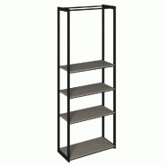 Structure Cage noir 90x40x240cm 4 tablettes anthracite