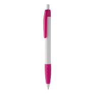 Stylo à bille en plastique - Embase en caoutchouc coloré - Encre bleue - Couleur fuchsia Stylo à bille en plastique - Embase en caoutchouc coloré - Encre bleue - Couleur fuchsia