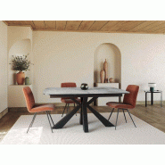 Table de réunion extensible en céramique Rosario - Pied en X laqué - Seatmob - Dimensions 160x135x76 cm - Jusqu'à 8 personnes Table de réunion extensible en céramique Rosario - Pied en X laqué - Seatmob - Dimensions 160x135x76 cm - Jusqu'à 8 personnes